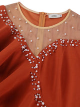 AOMEIDRESS Luxury Dress Grace Embroidered Flares Butterfly Sleeve