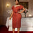 AOMEIDRESS Luxury Dress Grace Embroidered Flares Butterfly Sleeve BrickRed / S