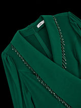 AOMEIDRESS Luxury Mermaid Dress V Neck Ruffled Flared Sleeves Beading