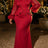 AOMEIDRESS Luxury Mermaid Dress V Neck Ruffled Flared Sleeves Beading - Red / L