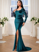 AOMEIDRESS Luxury Mermaid Floor Length Beading Dress for Wedding Party