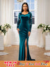 AOMEIDRESS Luxury Mermaid Floor Length Beading Dress for Wedding Party PeacockBlue / S
