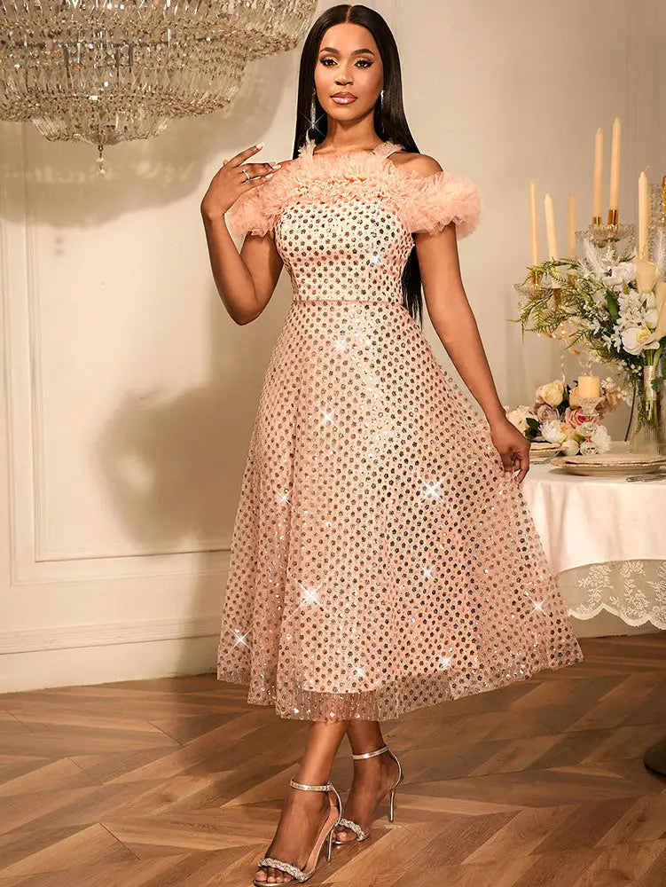 AOMEIDRESS Luxury Occasion Dresses A Line for Women Off The Shoulder