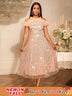 AOMEIDRESS Luxury Occasion Dresses A Line for Women Off The Shoulder Pink / S
