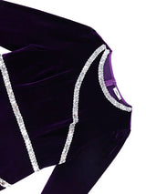 AOMEIDRESS Luxury Velvet Purple Dress Sequin Side Slit Evening Party