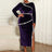 AOMEIDRESS Luxury Velvet Purple Dress Sequin Side Slit Evening Party DeepPurple / L