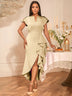 AOMEIDRESS Luxury Wedding Guest Dresses 2025 Party Gowns Ruffles Slit Khaki / S