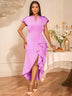 AOMEIDRESS Luxury Wedding Guest Dresses 2025 Party Gowns Ruffles Slit Lavender / S