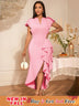 AOMEIDRESS Luxury Wedding Guest Dresses 2025 Party Gowns Ruffles Slit Pink / S
