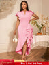 AOMEIDRESS Luxury Wedding Guest Dresses 2025 Party Gowns Ruffles Slit Pink / S