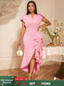 AOMEIDRESS Luxury Wedding Guest Dresses 2025 Party Gowns Ruffles Slit Pink / S