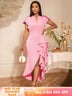 AOMEIDRESS Luxury Wedding Guest Dresses 2025 Party Gowns Ruffles Slit Pink / S