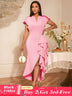 AOMEIDRESS Luxury Wedding Guest Dresses 2025 Party Gowns Ruffles Slit Pink / S