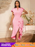 AOMEIDRESS Luxury Wedding Guest Dresses 2025 Party Gowns Ruffles Slit Pink / S
