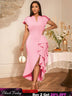 AOMEIDRESS Luxury Wedding Guest Dresses 2025 Party Gowns Ruffles Slit Pink / S