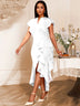 AOMEIDRESS Luxury Wedding Guest Dresses 2025 Party Gowns Ruffles Slit White / S