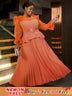 AOMEIDRESS Maternity Wedding Outfit Feminine Pleated Dress S / Orange