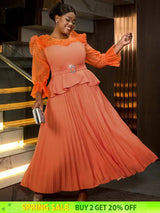 AOMEIDRESS Maternity Wedding Outfit Feminine Pleated Dress S / Orange
