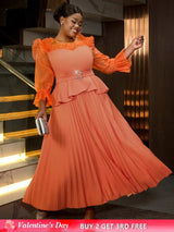 AOMEIDRESS Maternity Wedding Outfit Feminine Pleated Dress S / Orange