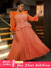 AOMEIDRESS Maternity Wedding Outfit Feminine Pleated Dress S / Orange