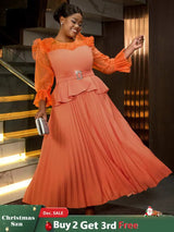 AOMEIDRESS Maternity Wedding Outfit Feminine Pleated Dress S / Orange
