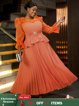 AOMEIDRESS Maternity Wedding Outfit Feminine Pleated Dress S / Orange