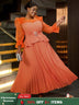 AOMEIDRESS Maternity Wedding Outfit Feminine Pleated Dress S / Orange
