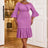 AOMEIDRESS Mermaid Dress V Neck Ruffles 3/4 Flare Sleeve High Waist Purple / S
