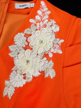 AOMEIDRESS Mermaid V Neck Party Dress 3D Embroidery Flower Puff Sleeve