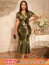 AOMEIDRESS Metallic Dress for Women Formal Occasional Shiny Dress Gold / S