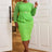 AOMEIDRESS Midi Dress O Neck Lace Patchwork Hollow Out Long Sleeves Green / S