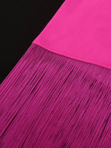 AOMEIDRESS Midi Dresses for Wedding Elegant V Neck Fringe Sexy Dress