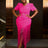 AOMEIDRESS Midi Dresses for Wedding Elegant V Neck Fringe Sexy Dress Rose / S