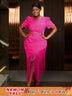 AOMEIDRESS Midi Dresses for Wedding Elegant V Neck Fringe Sexy Dress Rose / S