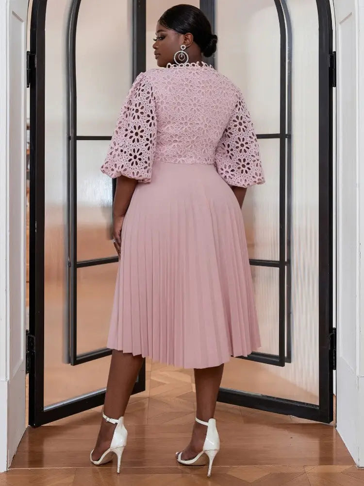 Sexy hollow out evening gowns plus size pleated dress