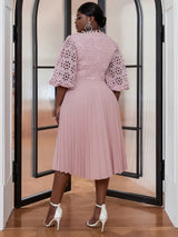 Sexy hollow out evening gowns plus size pleated dress