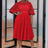 AOMEIDRESS Midi Lace Hollow Out Pleated Plus Size Cocktail Dress Red / S