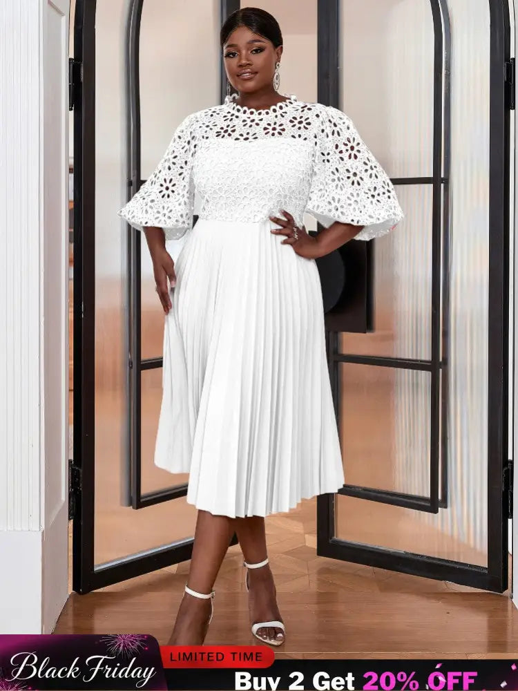 White Empire Waistline Chic Dress midi church dresses