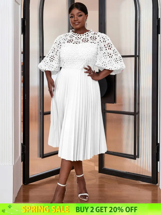 White Empire Waistline Chic Dress midi church dresses