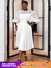 White Empire Waistline Chic Dress midi church dresses