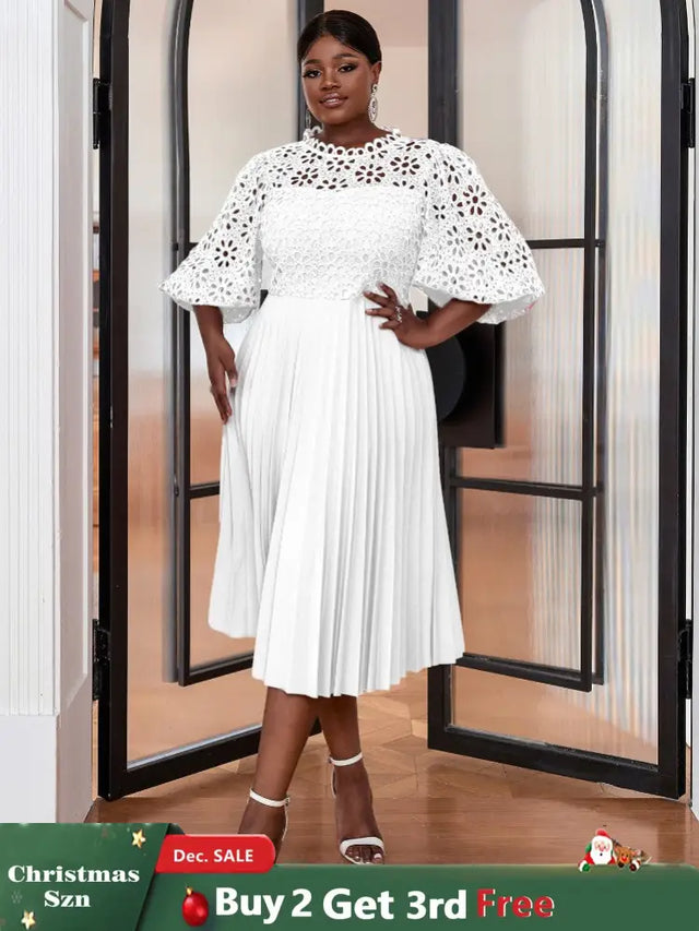 White Empire Waistline Chic Dress midi church dresses