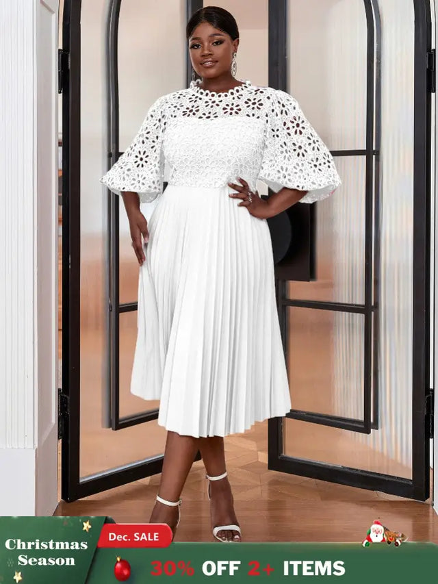 White Empire Waistline Chic Dress midi church dresses