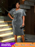 AOMEIDRESS Midi Wedding Guest Dress Wedding Guest Grace Dinner Party Silver / S