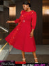 Elegant midi wedding guest dresses with ruffle lantern sleeves A-line fit Perfect for plus size wedding guest dresses or maternity wedding guest outfit

