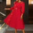 Elegant midi wedding guest dresses with ruffle lantern sleeves A-line fit Perfect for plus size wedding guest dresses or maternity wedding guest outfit

