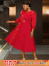 Elegant midi wedding guest dresses with ruffle lantern sleeves A-line fit Perfect for plus size wedding guest dresses or maternity wedding guest outfit

