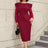 AOMEIDRESS Mothers Day Outfits Lace Patchwork Long Sleeve Dress Wine / S