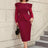 AOMEIDRESS Mothers Day Outfits Lace Patchwork Long Sleeve Dress Wine / S