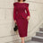AOMEIDRESS Mothers Day Outfits Lace Patchwork Long Sleeve Dress Wine / S