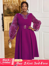 purple o neck dresses for women